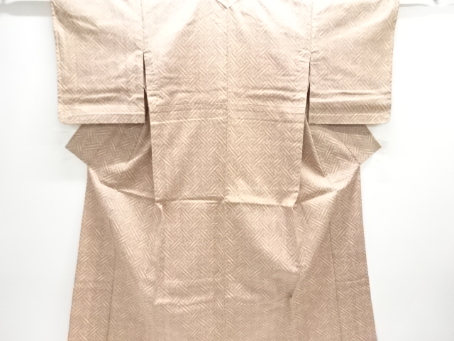 紗綾型模様手織り紬単衣着物